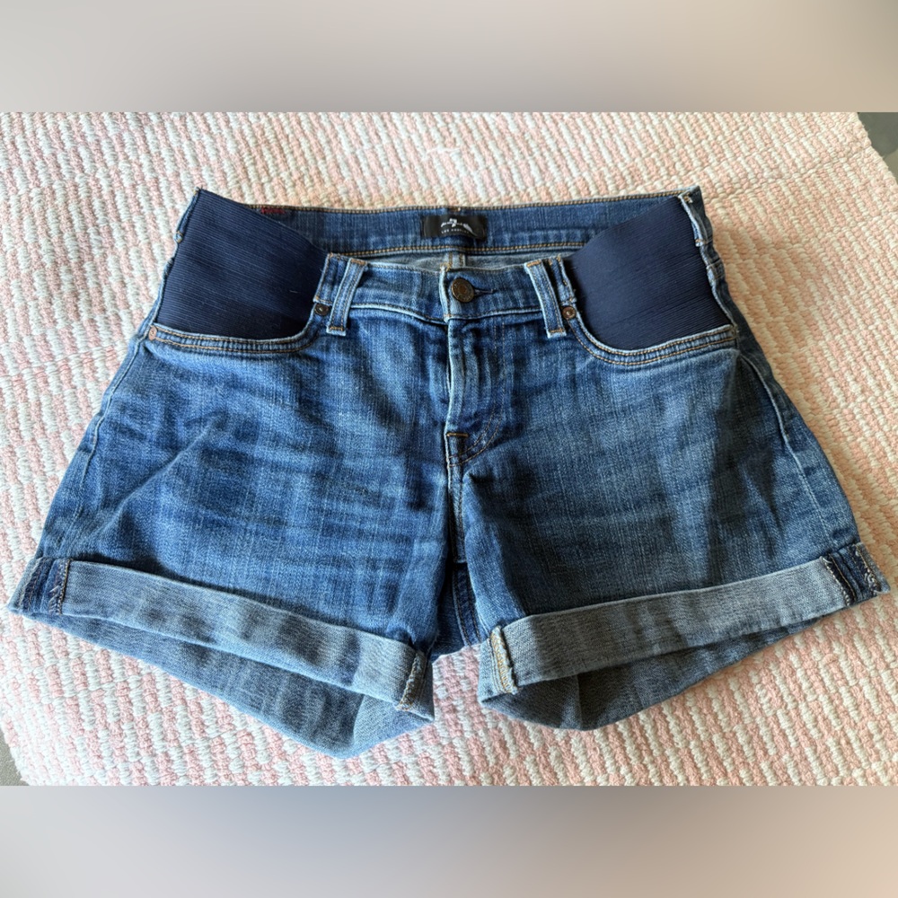 Maternity 7 For All Mankind Blue Denim Shorts
